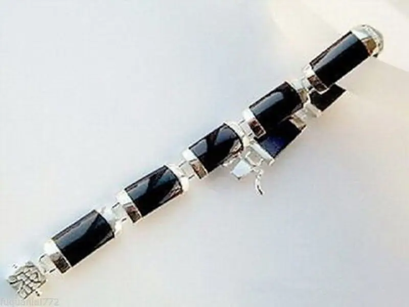 Оптовая цена 16new ^ черный агат 18K серебряный браслет с цепью Fortune|bracelet adjuster|bracelet