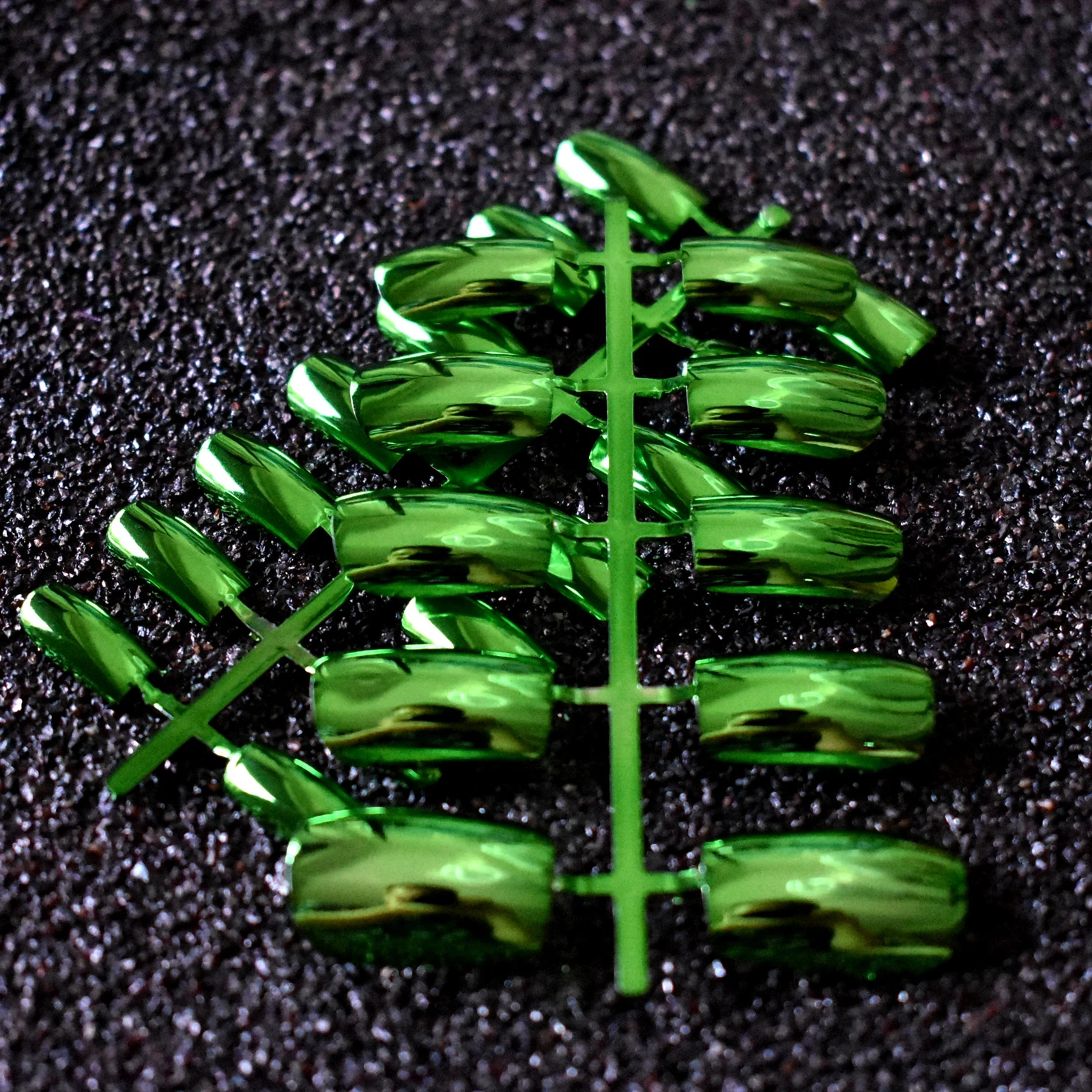 24 шт/комплект зеленый металлик накладные ногти для ног полного покрытия