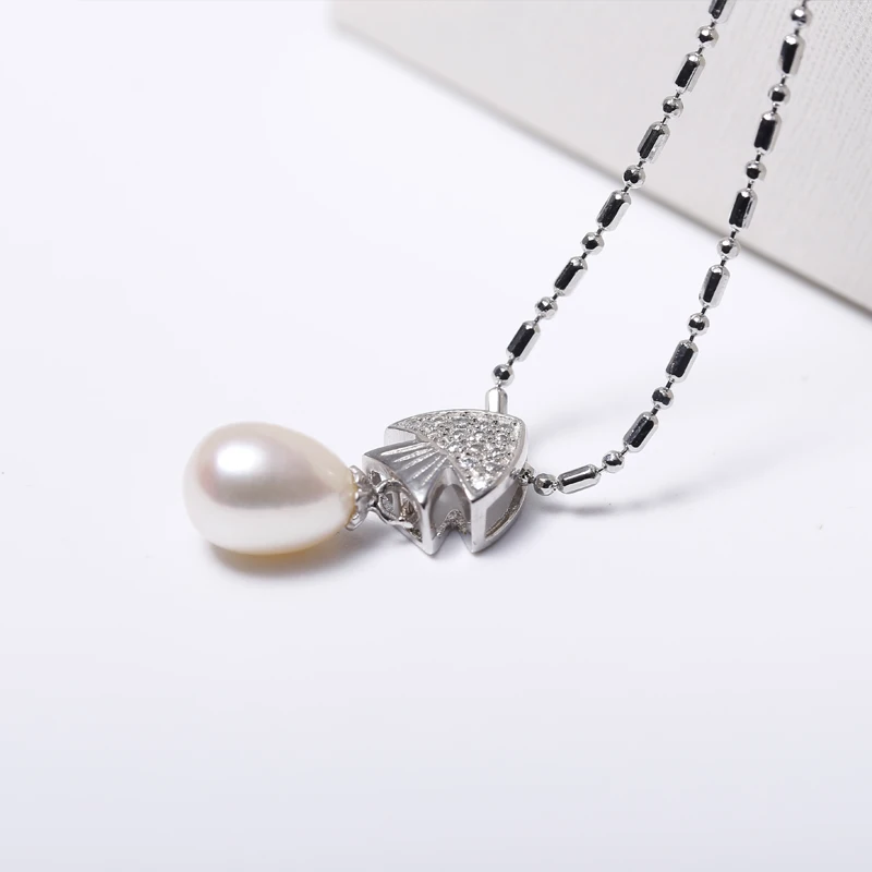 Милый Стиль Рыбы Кулон Летняя Мода 7 8 мм Белый цвет Натуральный Речной Жемчуг 925