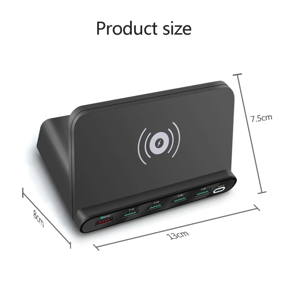 QI 10 Вт беспроводное USB зарядное устройство Quick Charge 3,0 PD type C мульти концентратор Быстрая зарядка станция адаптер для iPhone iPad Sumsung Xiaomi Mi