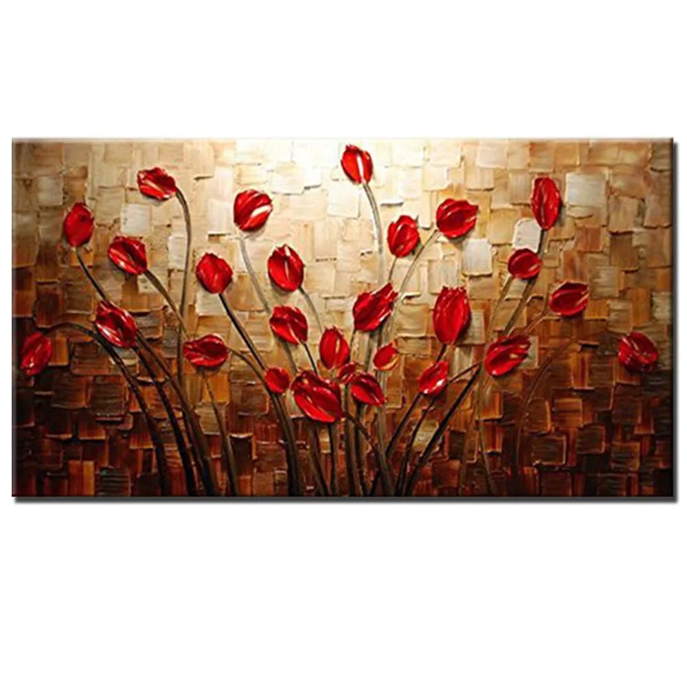 

100% Hand Painted Textured Palette Knife Abstract Flower Oil Painting Abstract Modern Canvas Wall Picture Living Room Home Decor