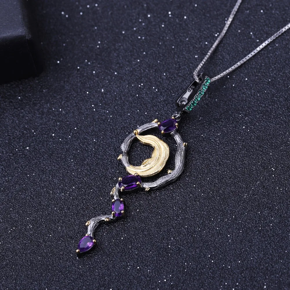 Женское ожерелье с подвеской в виде Луны из серебра 925 пробы|Подвески| |