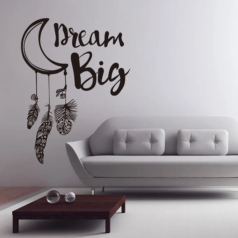 Детская комната Moon Dream Catcher настенные Vinilos Decorativos Цитата Big перо сказочной стены