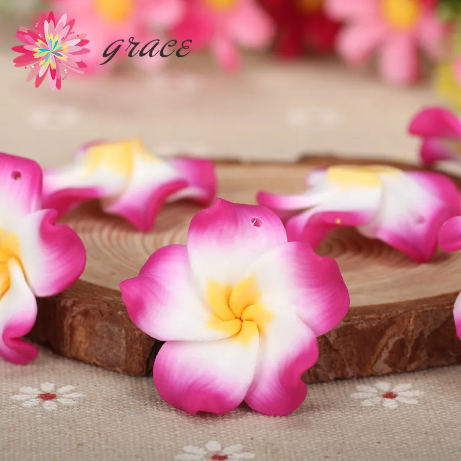 10pcs/lots 30mm Polymer Clay Bali Frangipani Plumeria Flower Charming Earrings Necklace Pendants Jewelry Making Diy Accessories - купить по