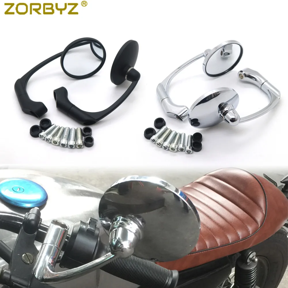 ZORBYZ мотоциклетные черные/хромированные ретро круглые боковые зеркала заднего