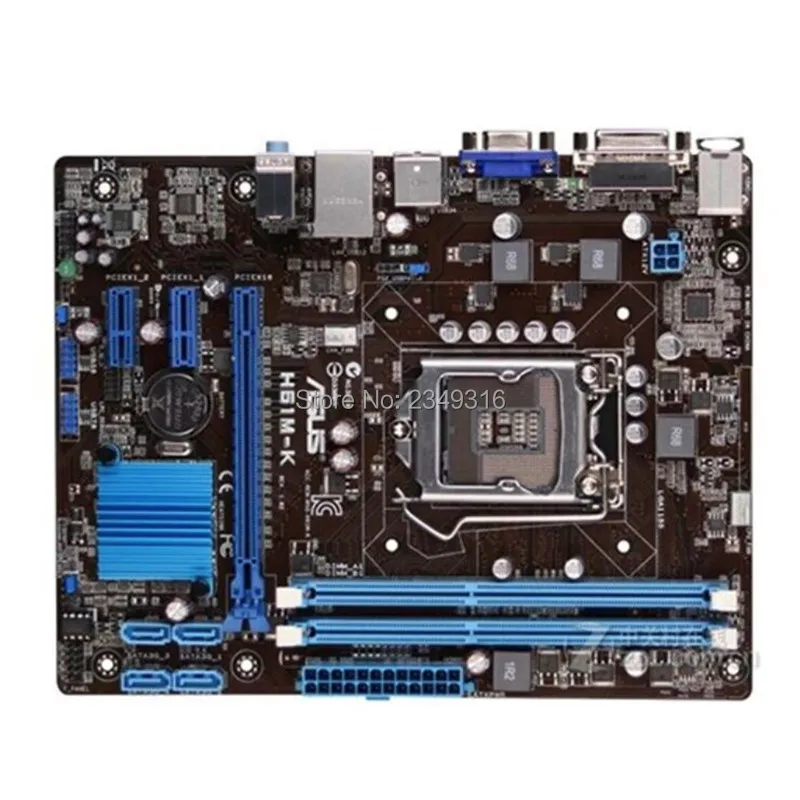Для Asus H61M-K рабочего Материнская плата H61 разъем LGA 1155 i3 i5 i7 DDR3 микро-ATX UEFI BIOS