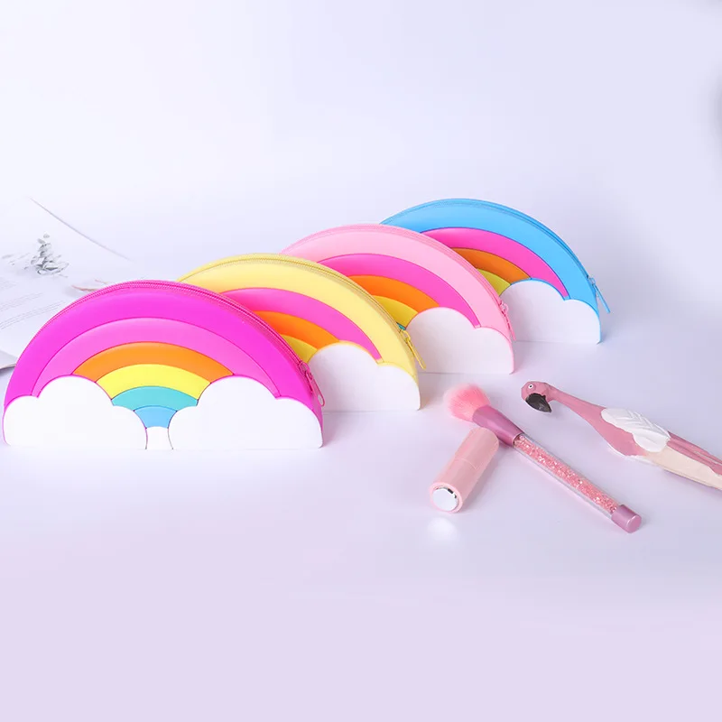 Kawaii, большой мультяшный силиконовый кошелек для монет, Радужный держатель для наушников, сумка, Портативная сумка для хранения, кошельки на молнии, подарки для детей, для мальчиков и девочек