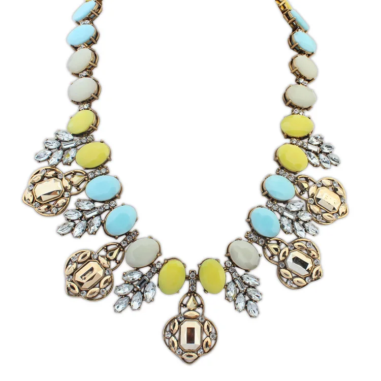 Big Brand Fashion Imitation Gemstone Rhinestone Choker Necklace Clavicle Chain Exaggerated Women's Jewelry Bijoux Collier | Украшения и
