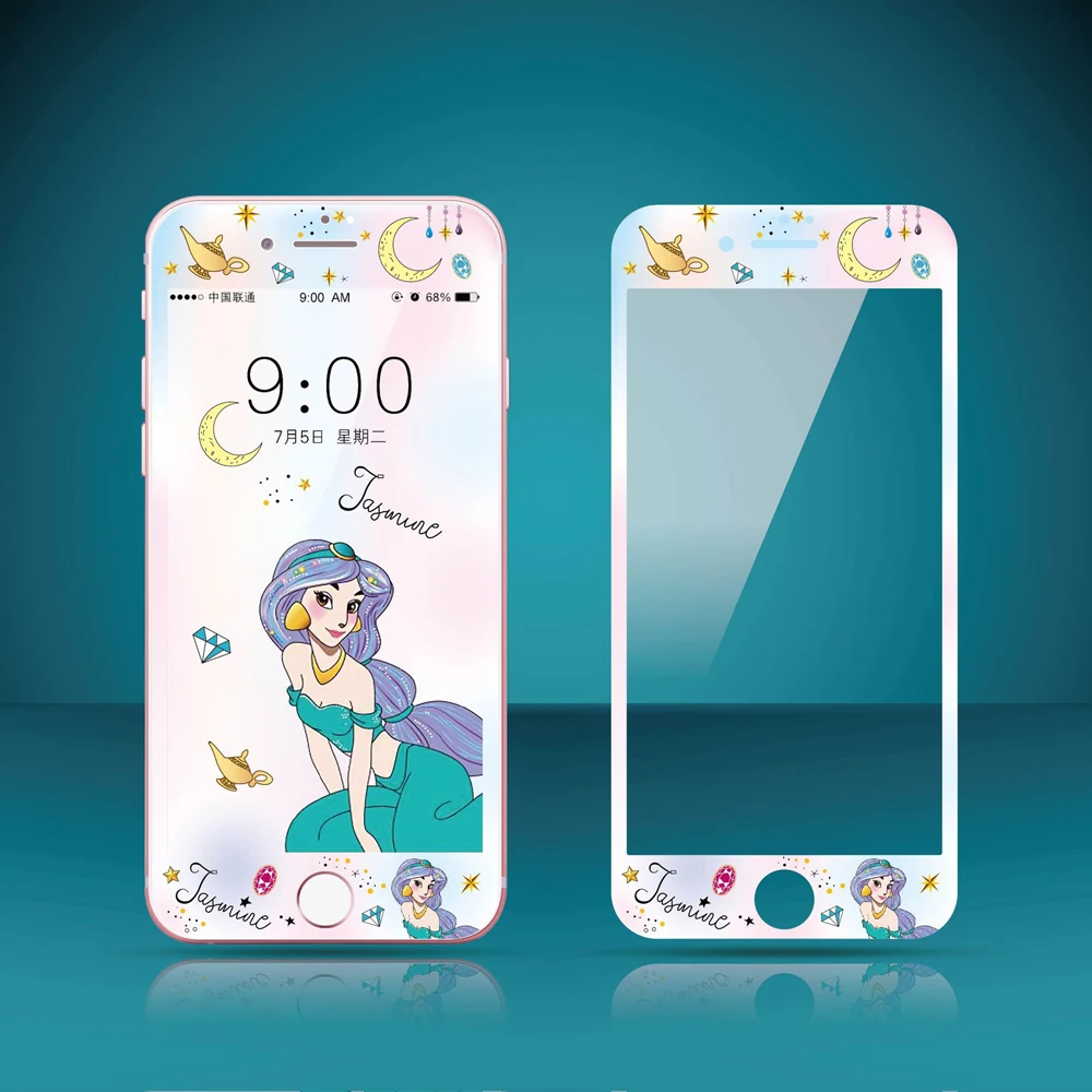 3D защита экрана из закаленного стекла для iPhone 7 8 Plus 6 6 S Plus принцесса пух собака Алиса мягкие края полное покрытие стеклянная пленка SJ24