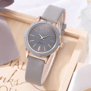 Часы наручные женские кварцевые в Корейском стиле, Модные Простые разноцветные, с кожаным ремешком