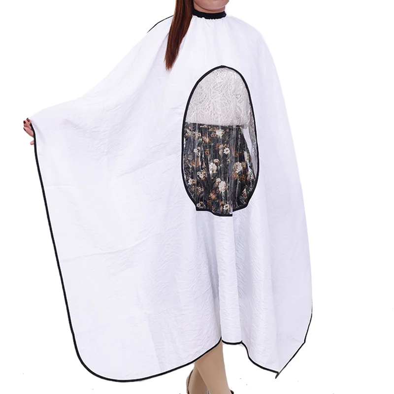 Transparent Cloth Hairdresser Cape Gown New Waterproof View Window Hair Cut Hairdressing Barbers Can play cell phone | Красота и