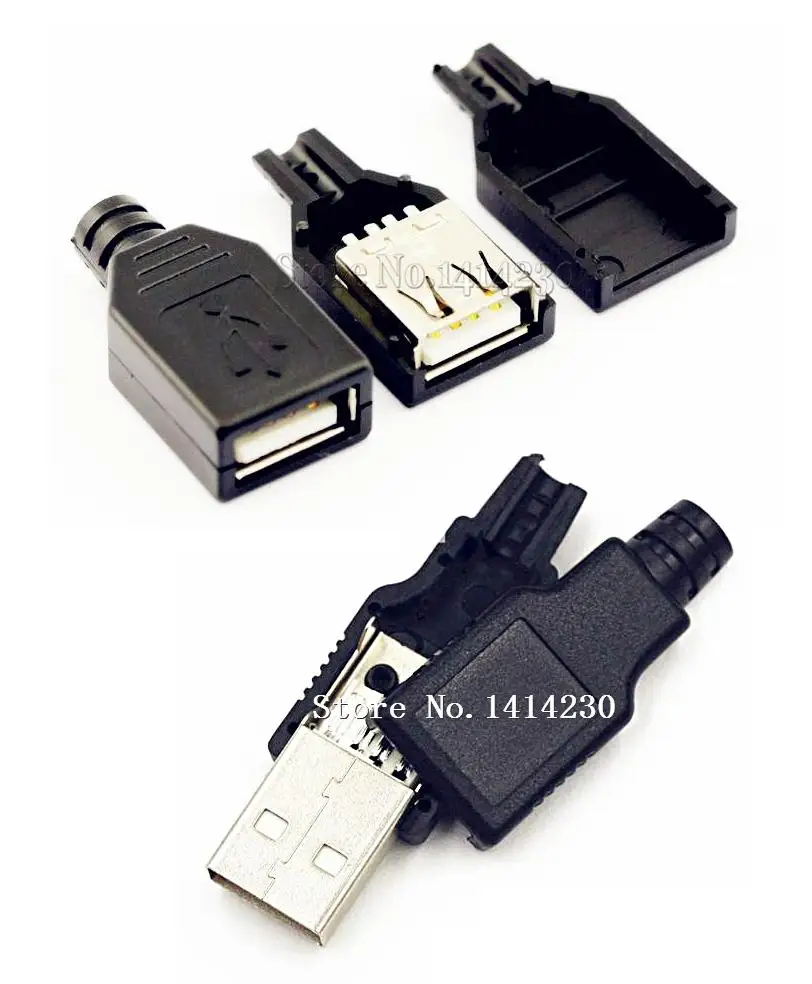 10 шт. 4 контактный разъем типа A Мама и папа с черной пластиковой крышкой USB (5 + 5