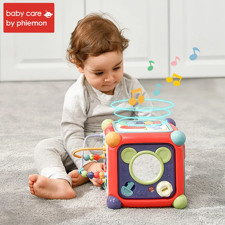Babycare, детская коробка для занятий, многофункциональная музыкальная игрушка магический куб, часы, геометрические блоки, сортировка, развивающие игрушки