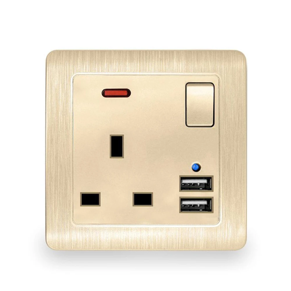 Лучшее настенное зарядное устройство с двумя usb-портами 2.1A 13А, английская стандартная электрическая розетка, розетка, панель, заряд питания usb для телефона 110~ 250 В - Тип: Wall Charge
