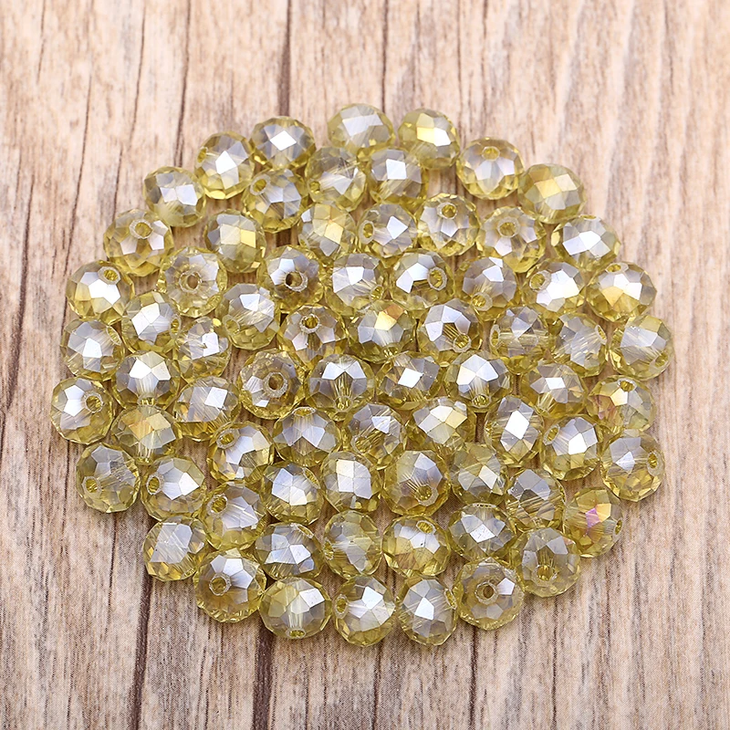 60 шт. серебро Rondelle граненый высокое качество AAA Crystal AB Стекло Свободные Spacer 8 мм