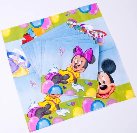10 pcs napkins Счастливый день рождения Микки Дисней бэби Шауэр для мальчика свадебный фестиваль вечерние украшения набор баннер салфетки стакан с соломинкой пластины поставщик - Цвет: 10 pcs napkins
