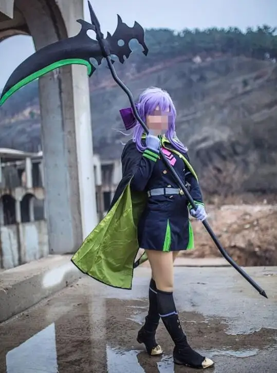 

2016 Seraph of the End Owari no Serafu Shinoa Hiragi Outfit Uniform Dress Cloak Cosplay Costume