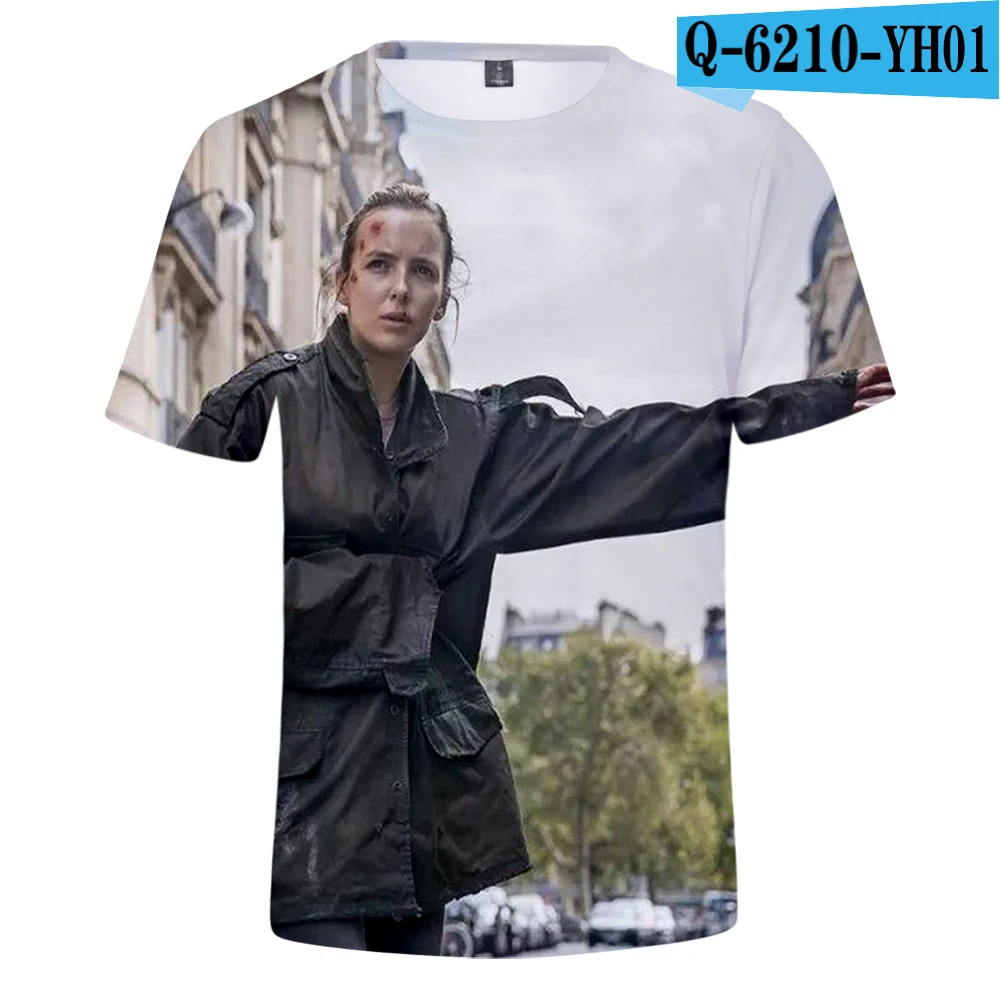 Killing Eve ТВ 3D повседневные футболки женская и мужская летняя одежда K pop Harajuku горячая Распродажа футболка с коротким рукавом плюс размер 4XL Футболка - Цвет: 3D