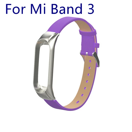 Purple For Band 3 Yuedaer для Xiaomi mi Band 3 4 фитнес-трекер цветной кожаный mi Band 4 3 ремешок черный золотой чехол Модный браслет напульсники - Цвет: Purple For Band 3