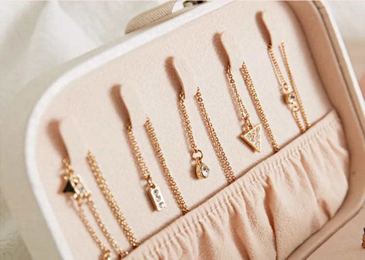 Дамские туфли из pu искусственной кожи косметички Портативный Многофункциональный женские серьги коробка для хранения ювелирных изделий и колец Jewelry органайзер для хранения макияжа коробки