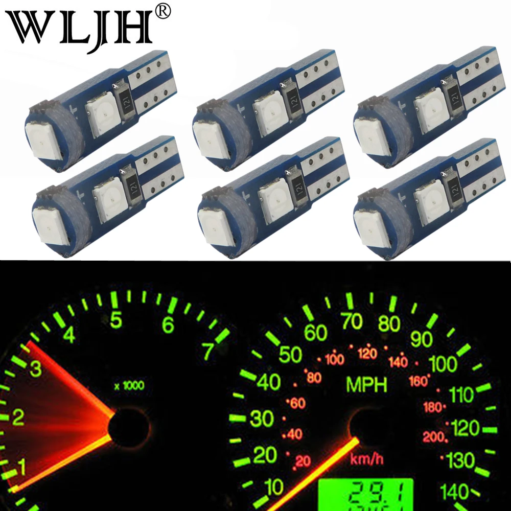 WLJH 6x T5 светодиодный светильник 73 74 2721 лампа приборной панели автомобиля светодиодная лампа для Audi A4 A6 A8 RS6 Suzuki достоинства VW Golf Jetta Passat 7 цветов