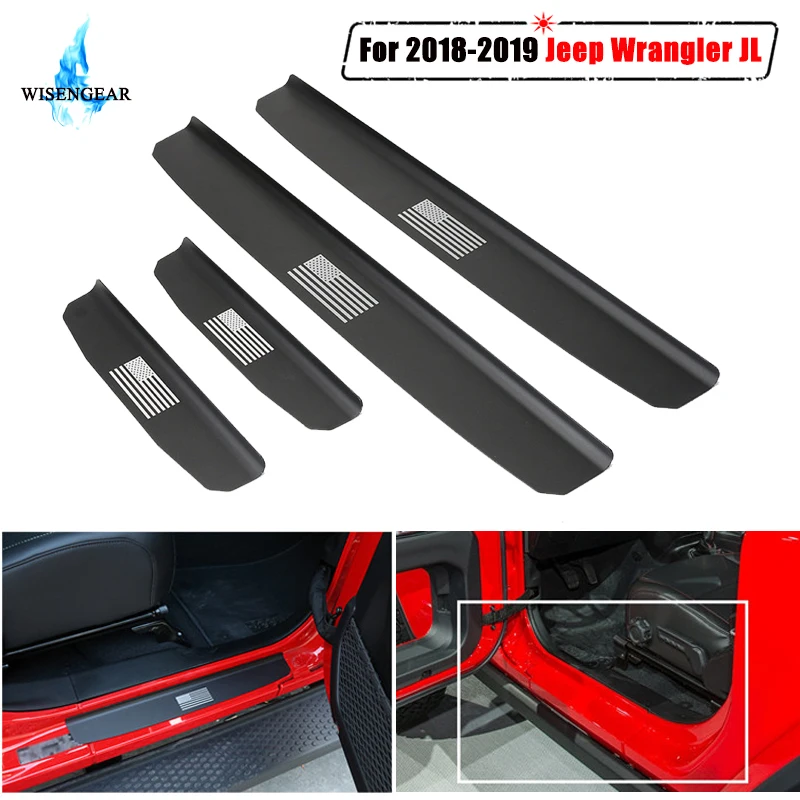 Накладка на порог для Jeep Wrangler JL 4 защита от царапин дверях автомобиля педали