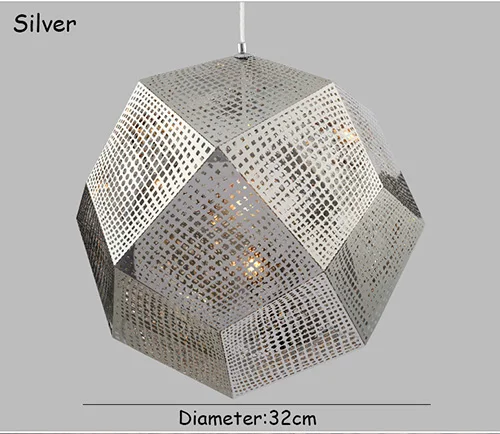 Sliver D32cm Подвесной светильник в виде коробки с геометрическим рисунком в скандинавском стиле для балкона, столовой, гостиной, современной простоты, подвесной светильник для лестницы - Цвет корпуса: Sliver D32cm