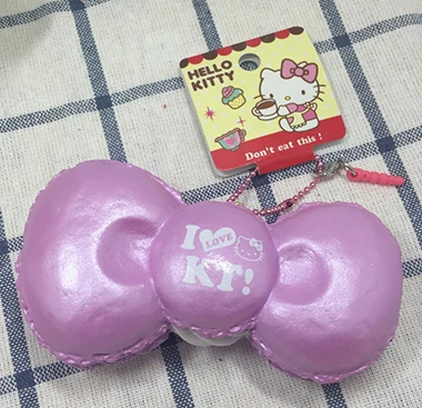 1 шт. милый hello kitty лук мягкие игрушки Kuwaii Squishys игрушка сотовый телефон шарм Jumbo Squishies оригинальная посылка(7 цветов - Цвет: Фиолетовый