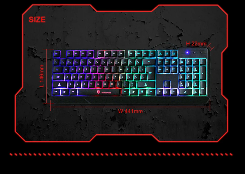 MotoSpeed K70, 104 клавиш, USB, проводная, 7 цветов, яркий светодиодный, с подсветкой, компьютерная игровая клавиатура, Teclado, USB Esport, клавиатура для ПК, настольный компьютер
