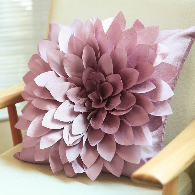 dark pink 3D Ручная работа Алмазные цветы наволочка с внутренней подушкой домашний декор белый цвет слоновой кости розовый наволочка украшение - Цвет: dark pink