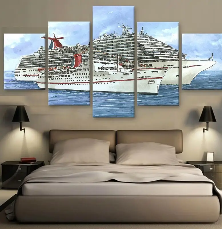 Без рамки 5 шт. роскошный круизный лайнер пейзаж холст Картина Современный