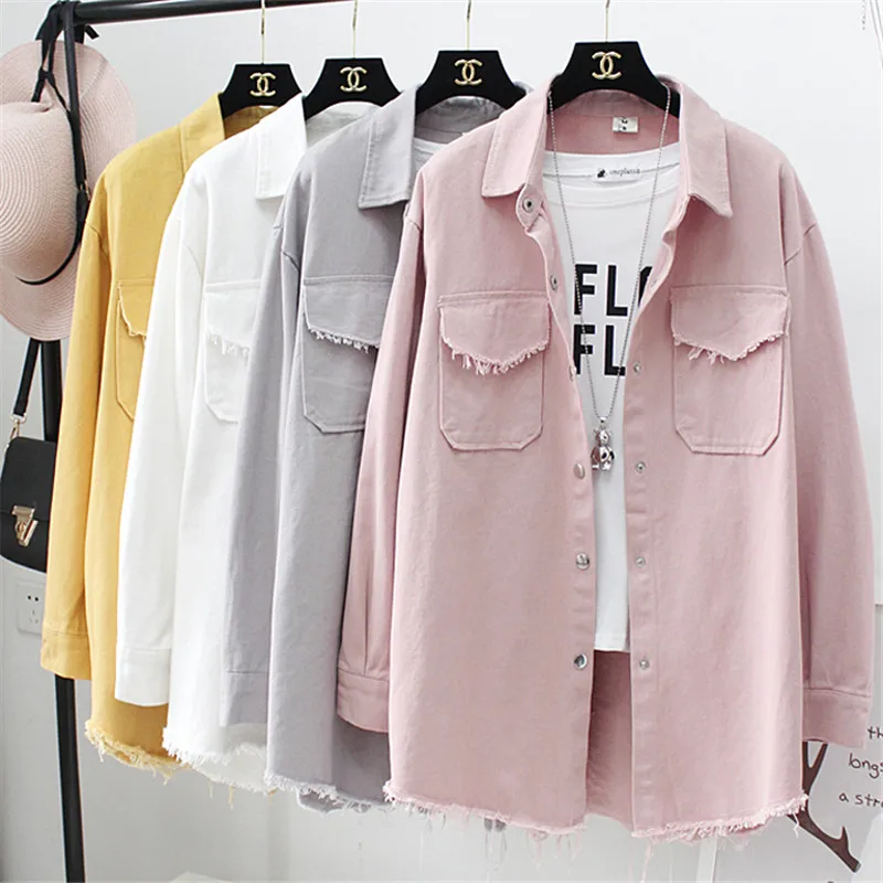 Женская джинсовая куртка в стиле бойфренда Повседневная винтажная с длинным