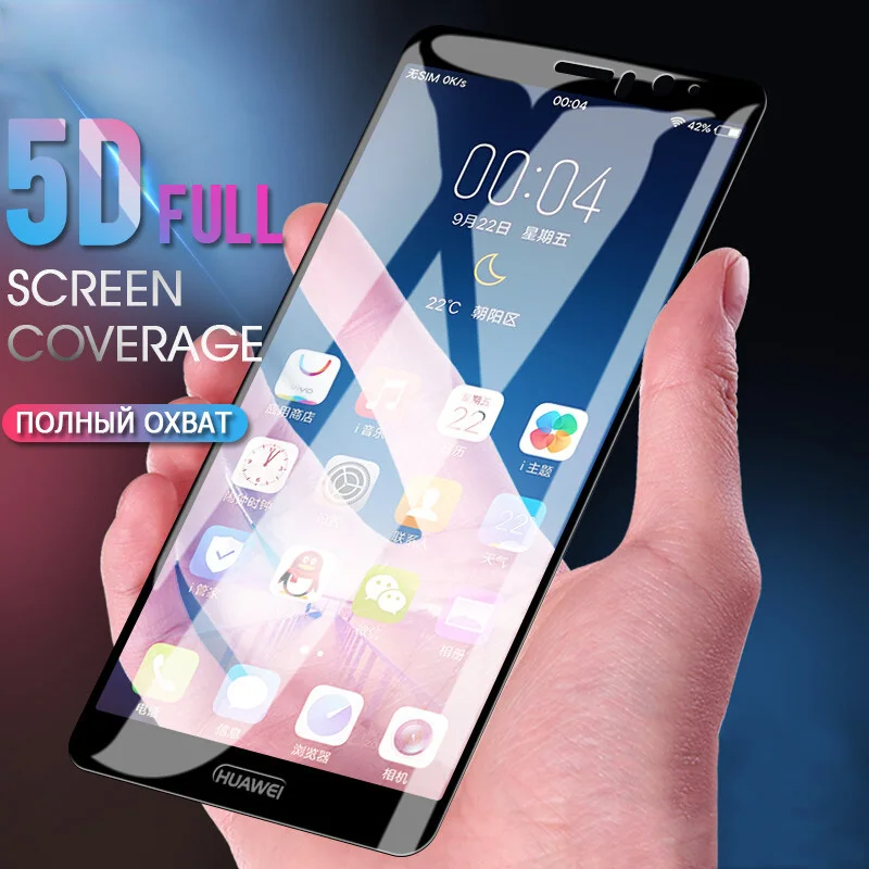 5D полное покрытие закаленное стекло для Huawei Y9 Y5 Y7 Y6 Prime 2018 Honor 7A Pro на 7C Россия