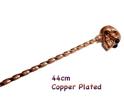 44cm Copper Plated Коктейльная ложка с черепом из нержавеющей стали, ложка для смешивания коктейлей, спиральный инструмент - Цвет: 44cm Copper Plated