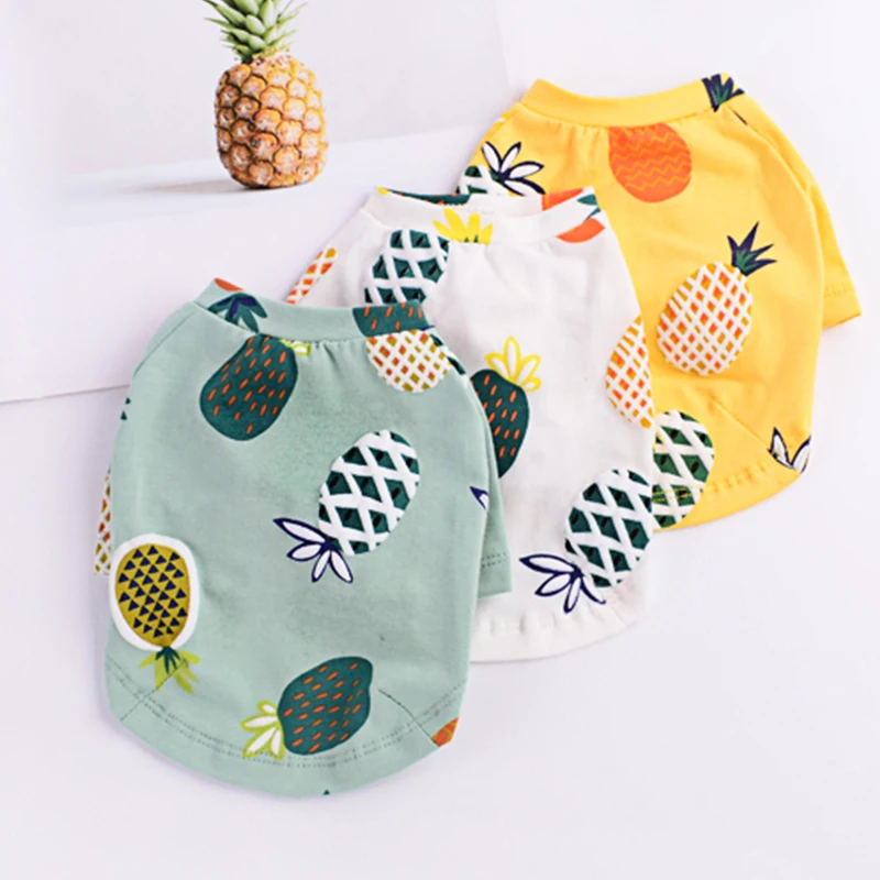 Pineapple Dog Clothes Couple Pet Clothing For Dogs Dress Spring Autumn Vest Shirt Puppy Pets | Дом и сад