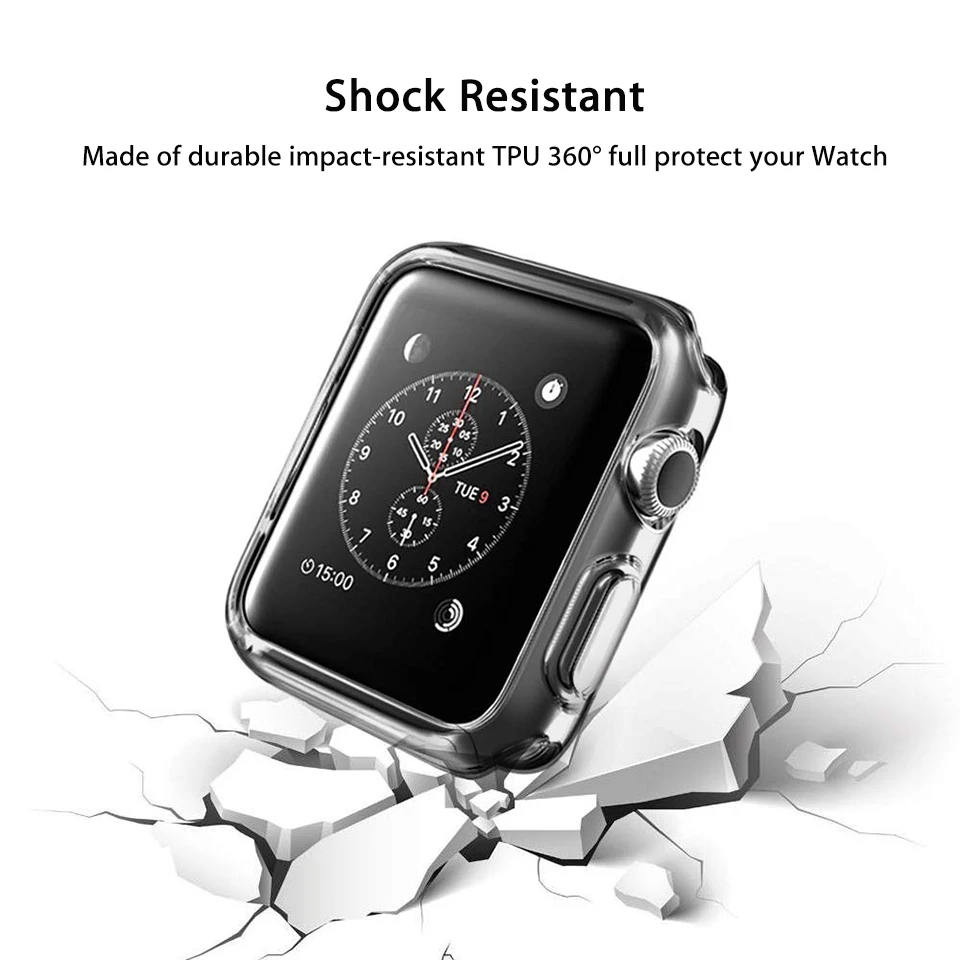 Силиконовый мягкий чехол для Apple Watch версии 4/3/2 прозрачный протектор наручных