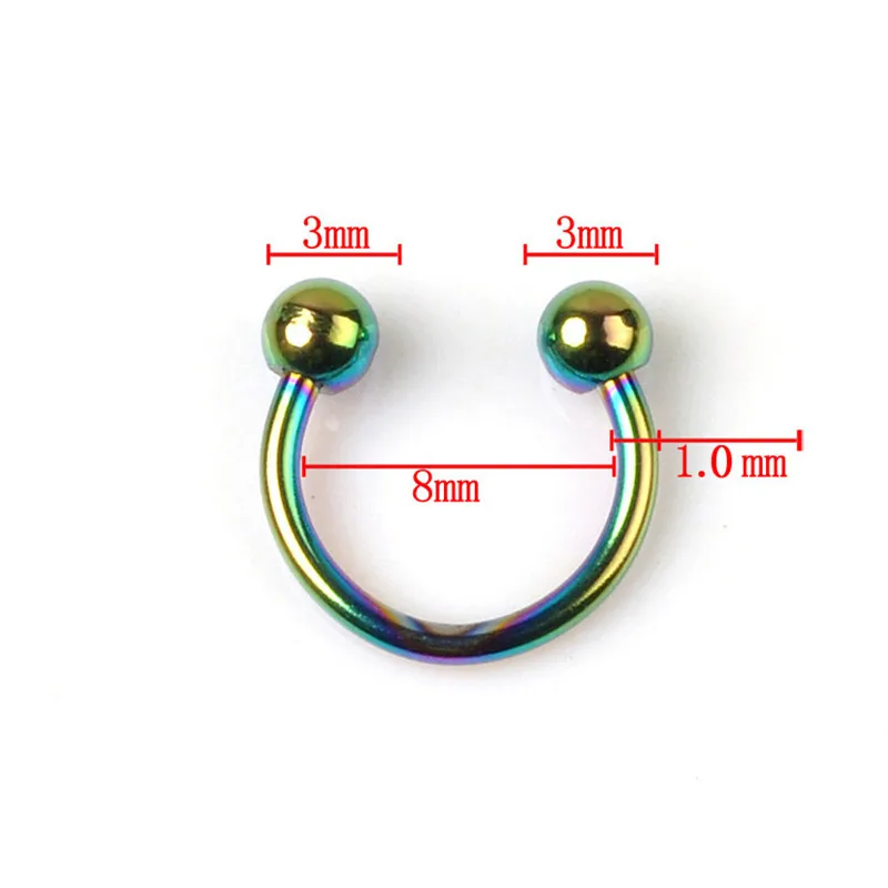 5 шт. Цветные Кольца изогнутой формы для носа губ бровей сосков из титановой стали
