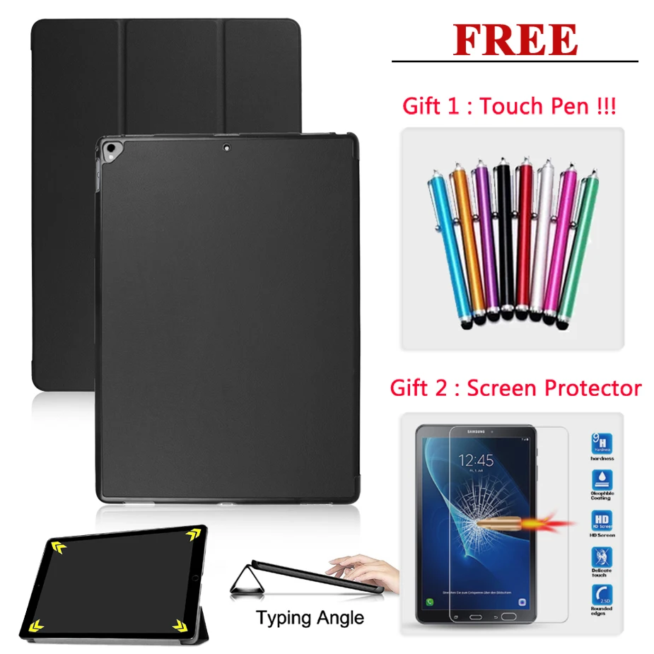 Бесплатная защита экрана стекло + чехол для iPad Pro 12 9 2018 / 2017 2015 PU кожаный Умный