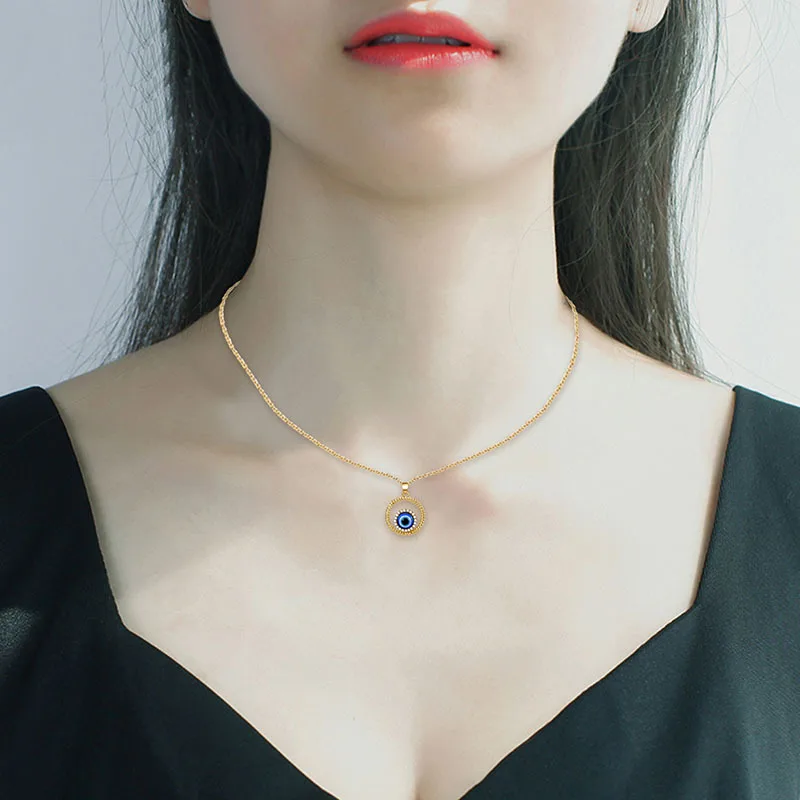 2019 New Design Women Jewelry Sets Rhinestone Blue Eye Patten Pendant Necklace Earrings Elegant Party Gift | Украшения и