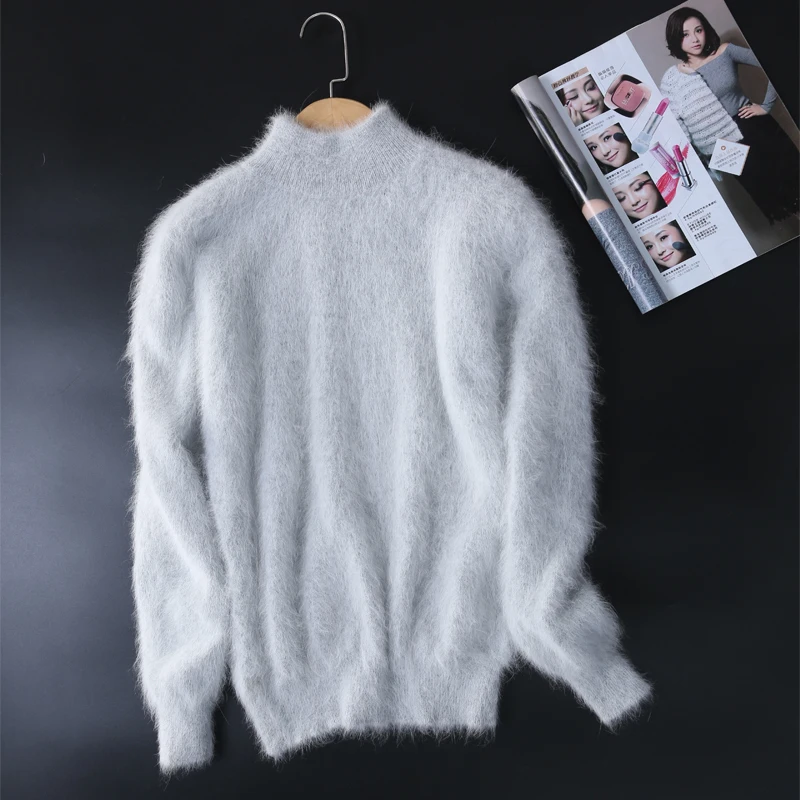 New genuine mink cashmere sweater women pullovers with turtleneck collar free shipping S1871 | Женская одежда