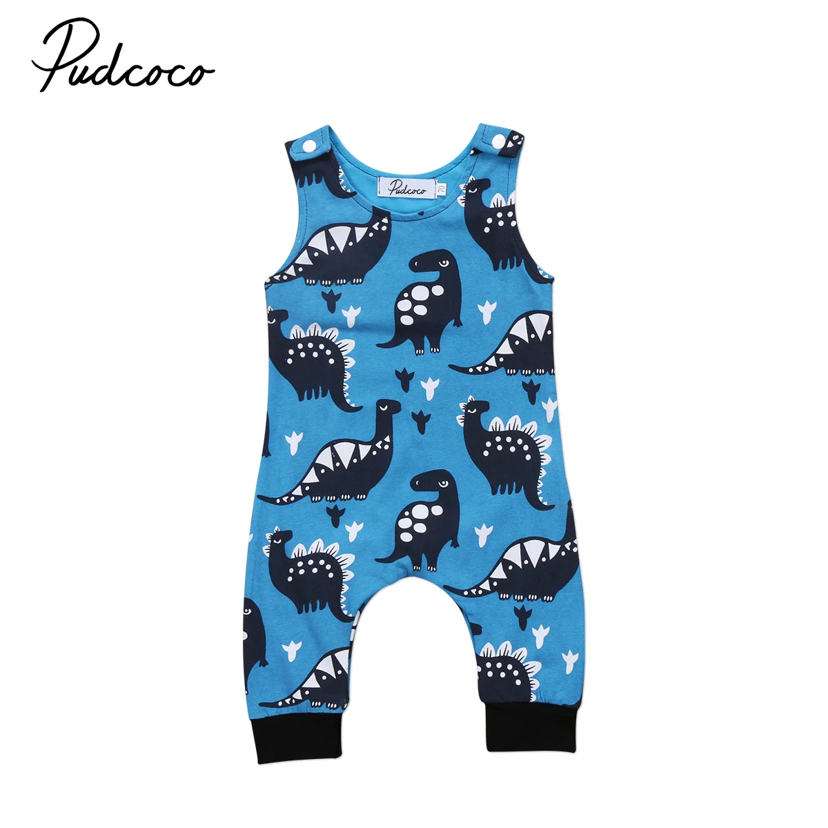 

New 2020 Pudcoco 0-18M Dinosaur Newborn Baby Boy Sleeveless Romper Blue Anime Jumpsuit Playsuit Outfit Clothes Cotton 2019