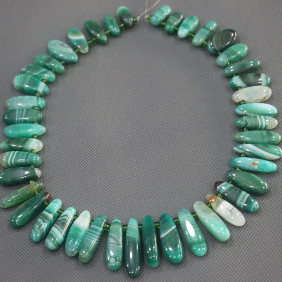 8*15mm 38pcs Green Stone Point Pendant Beaded Natural Druzy Faceted Beads Gems Connector 15.5inch Strand | Украшения и аксессуары