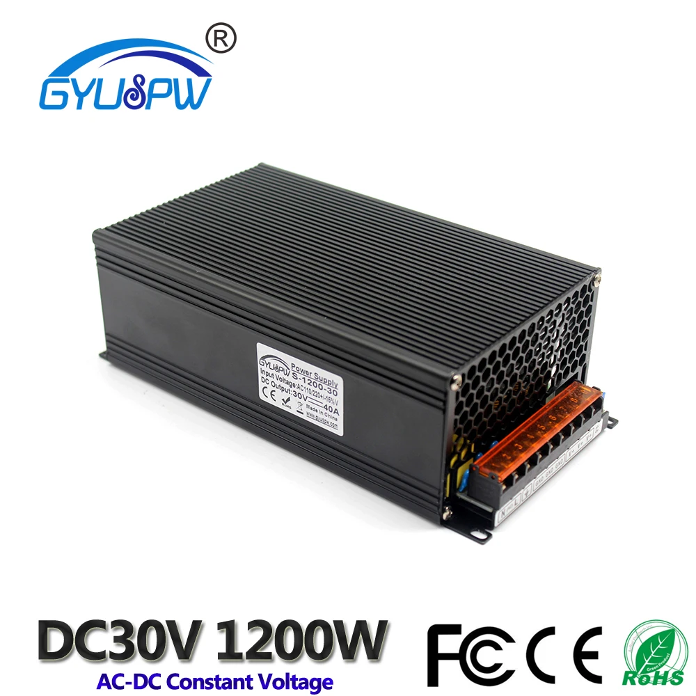 1200W 30V 40A одиночный выход импульсный источник питания Трансформаторы 110V 220V AC к DC30V