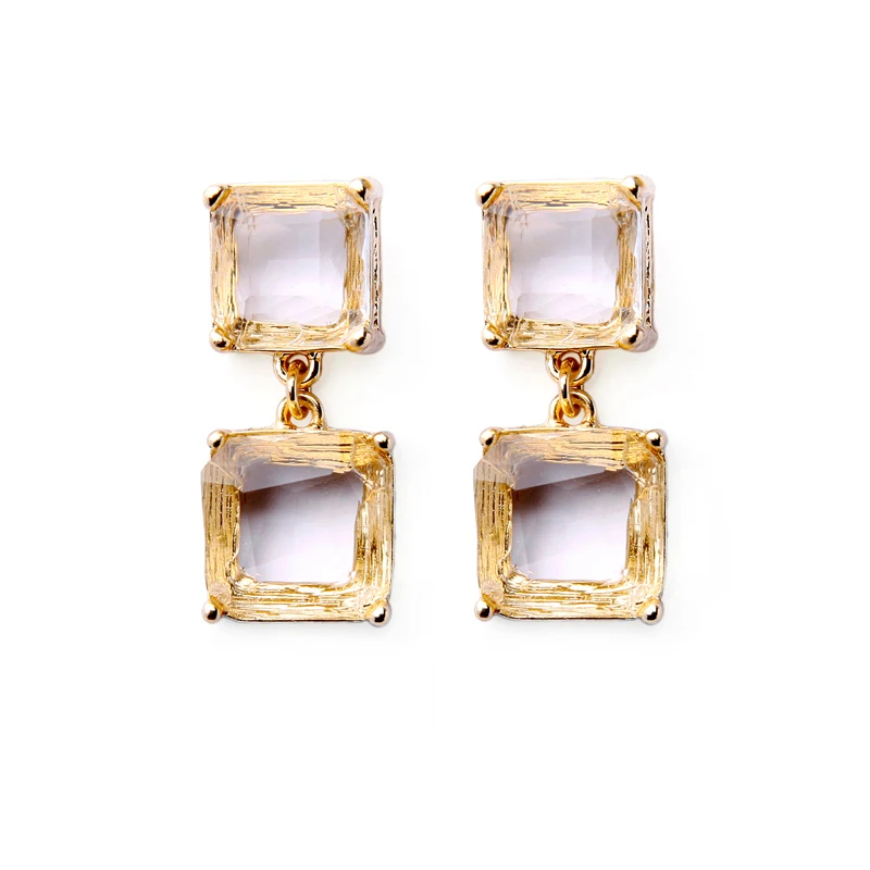 Ювелирные изделия joolim оптом/Новинка прозрачная квадратная стеклянная серьга-гвоздик для пирсинга Brincosboucle d'oreille femme Офисная Леди ювелирные изделия