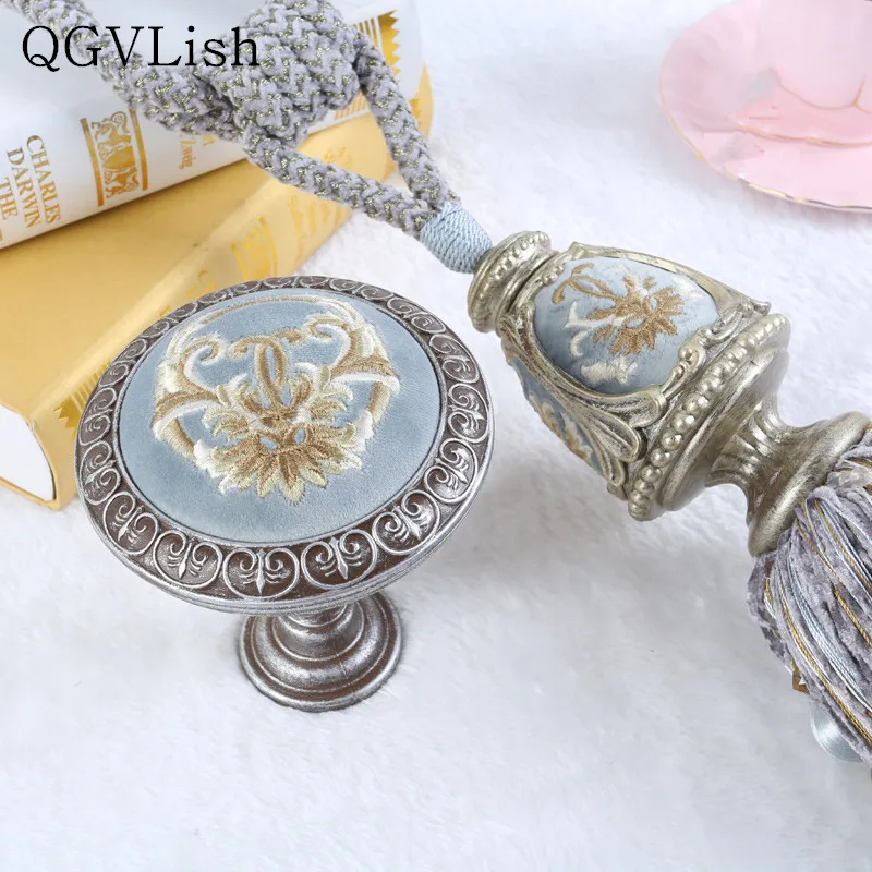 QGVLish Boutique 4 шт./компл. ретро 2 занавески с крючками кисточка веревка для штор пряжки