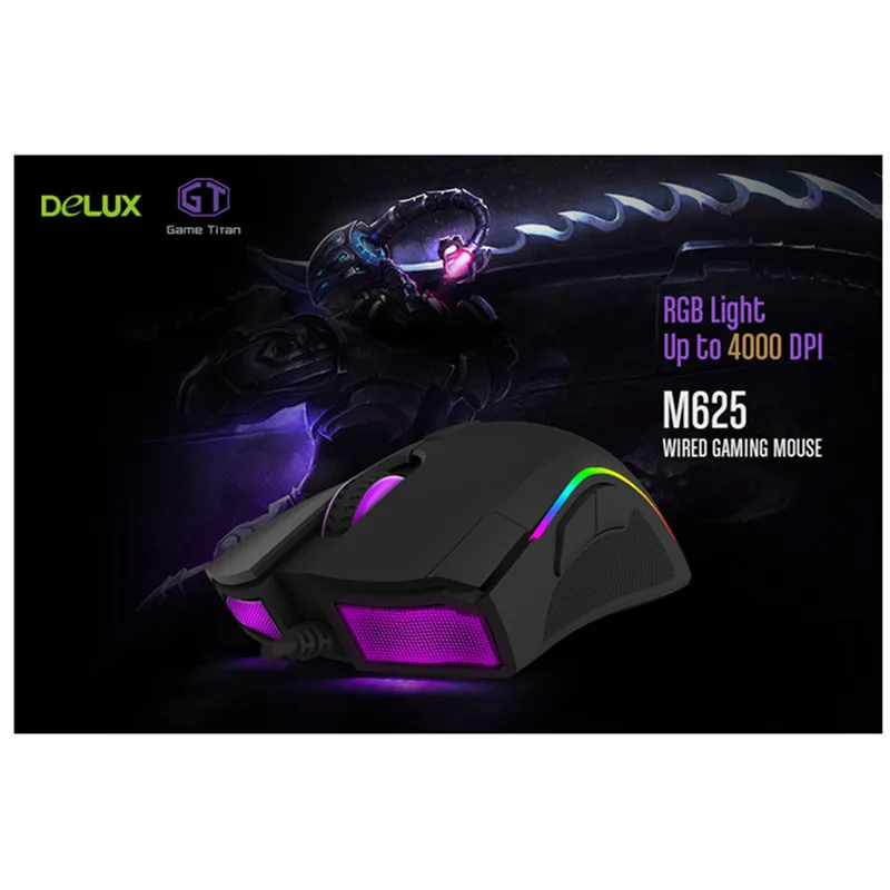 Вертикальная мышь Delux M625 Проводная RGB игровая Мышь USB оптическая 12000 Точек на дюйм