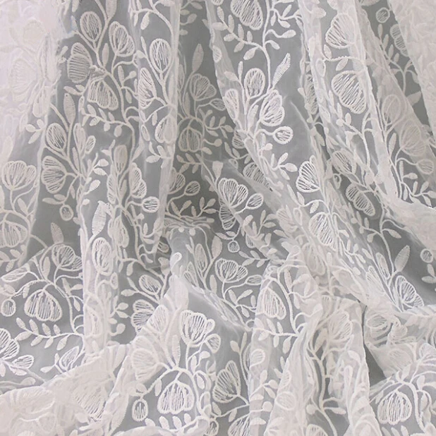 5 ярдов 2016 белый Африканский шнур кружева органза молочный шелк вышивка гипюр