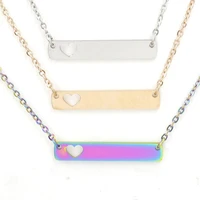 10pcslot stainless steel blank bar pendant necklace with hearts mirror surface 4 colors for women jewelry