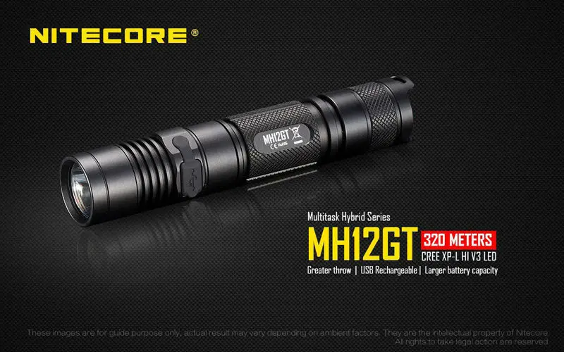 Светодиодный перезаряжаемый фонарик NITECORE 1000 Lm MH12GT XP-L HI V3 для поиска и спасения