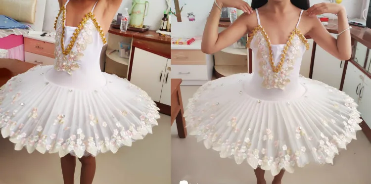

White Platter Ballet Tutu Children Swan Lake Dance Costumes Fluffy Tutu Skirt Adult Professiona LED Performance Show Costume